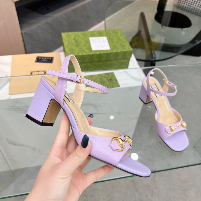 GG HIGH HEELS SANDALS 60 IN PURPLE LAMBSKIN