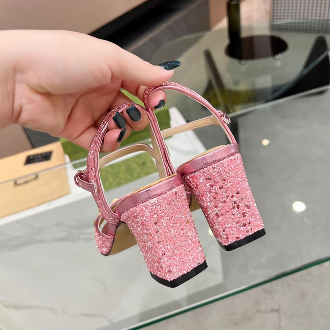 GG HIGH HEELS SANDALS 60 IN SHINY PINK LAMBSKIN