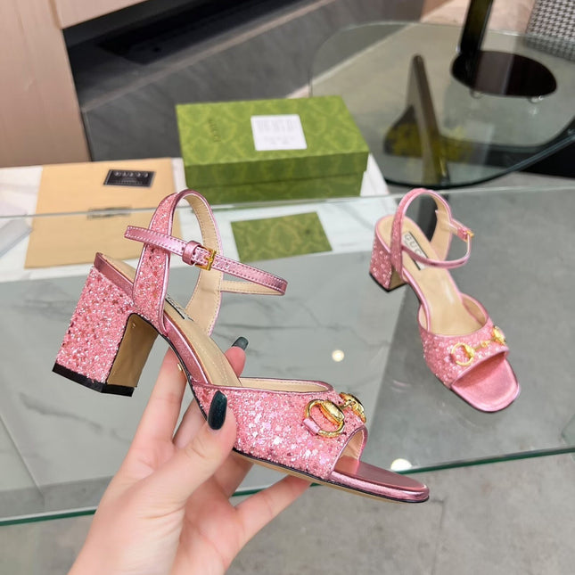 GG HIGH HEELS SANDALS 60 IN SHINY PINK LAMBSKIN