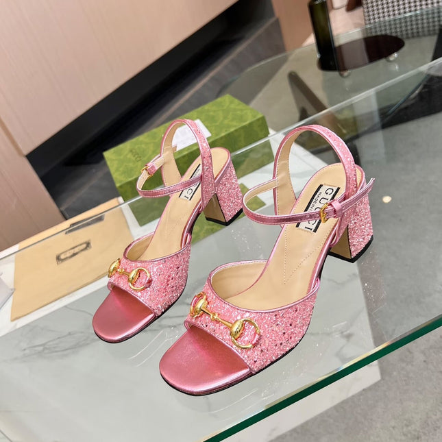 GG HIGH HEELS SANDALS 60 IN SHINY PINK LAMBSKIN