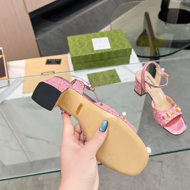 GG HIGH HEELS SANDALS 60 IN SHINY PINK LAMBSKIN