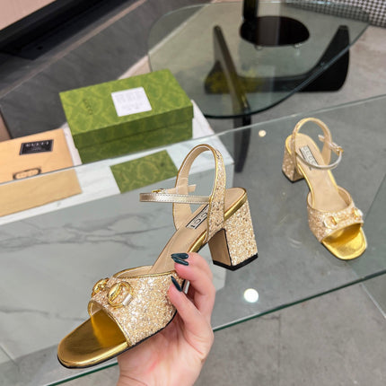 GG HIGH HEELS SANDALS 60 IN SHINY GOLD LAMBSKIN