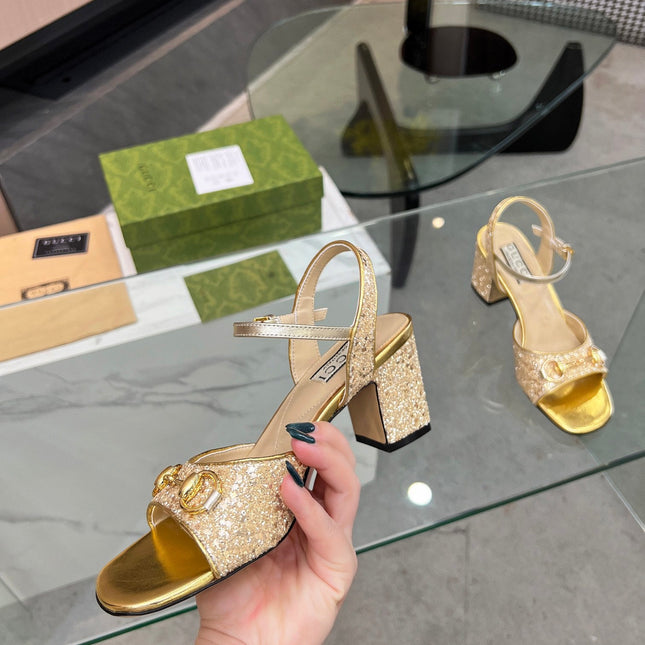 GG HIGH HEELS SANDALS 60 IN SHINY GOLD LAMBSKIN