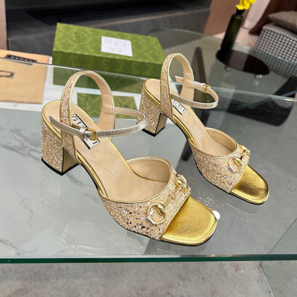 GG HIGH HEELS SANDALS 60 IN SHINY GOLD LAMBSKIN