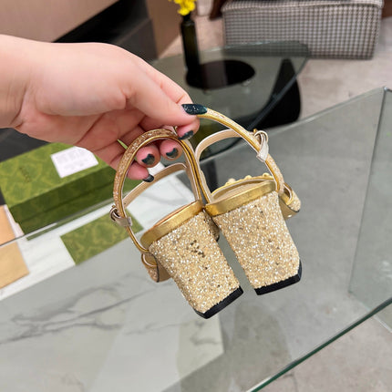 GG HIGH HEELS SANDALS 60 IN SHINY GOLD LAMBSKIN