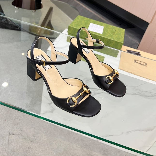 GG HIGH HEELS SANDALS 60 IN BLACK LAMBSKIN