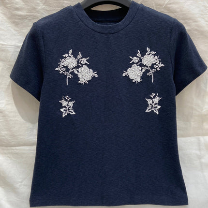 FLORAL EMBROIDERED T SHIRT 25S IN COTTON 266303