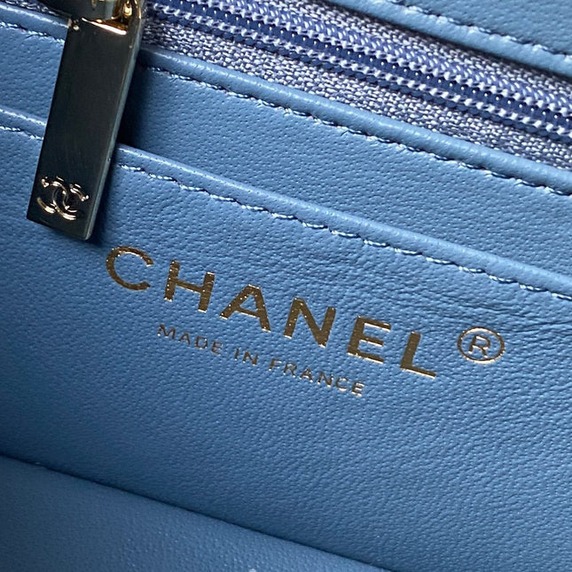 CHANEL 25S FLAP BAG 17 CM IN SLATE BLUE LAMBSKIN