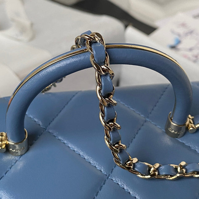 CHANEL 25S FLAP BAG 17 CM IN SLATE BLUE LAMBSKIN