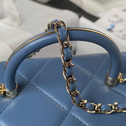 CHANEL 25S FLAP BAG 17 CM IN SLATE BLUE LAMBSKIN