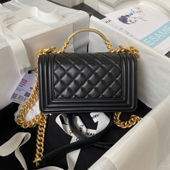 CHANEL 25S LEBOY 20 CM IN BLACK LAMBSKIN WITH GOLD HARDWARE