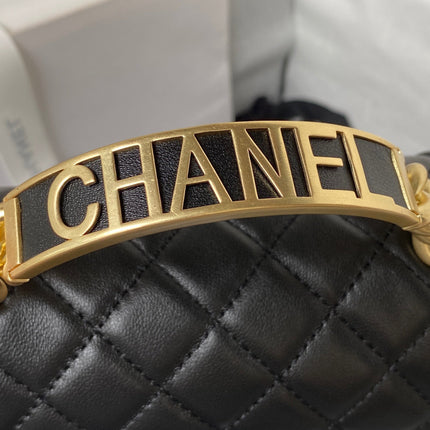 CHANEL 25S LEBOY 20 CM IN BLACK LAMBSKIN WITH GOLD HARDWARE