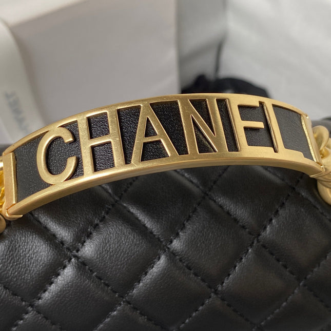 CHANEL 25S LEBOY 20 CM IN BLACK LAMBSKIN WITH GOLD HARDWARE