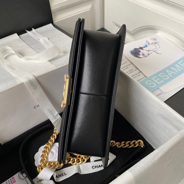 CHANEL 25S LEBOY 25 CM IN BLACK LAMBSKIN WITH GOLD HARDWARE