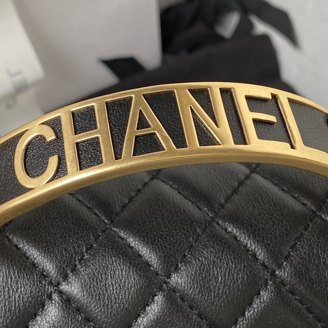 CHANEL 25S LEBOY 25 CM IN BLACK LAMBSKIN WITH GOLD HARDWARE