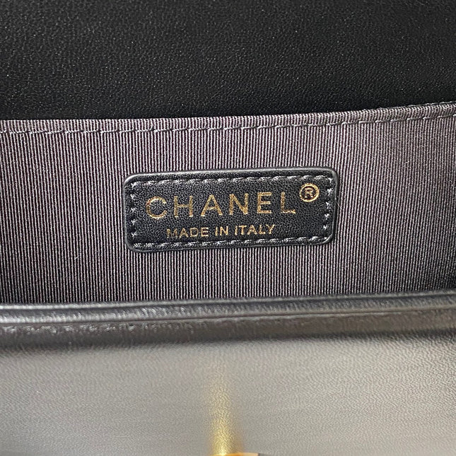 CHANEL 25S LEBOY 25 CM IN BLACK LAMBSKIN WITH GOLD HARDWARE
