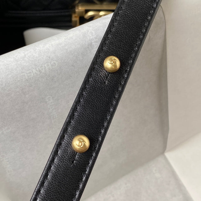 CHANEL 25S LEBOY 25 CM IN BLACK LAMBSKIN WITH GOLD HARDWARE