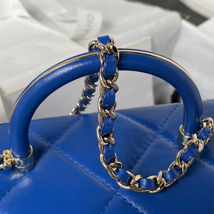 CHANEL 25S FLAP BAG 17 CM IN COBALT BLUE LAMBSKIN