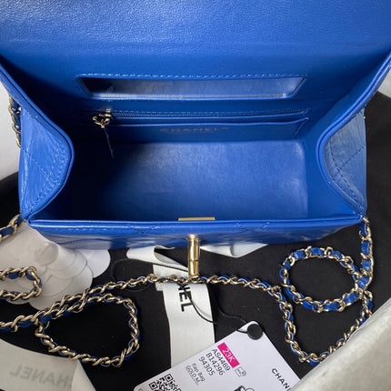 CHANEL 25S FLAP BAG 17 CM IN COBALT BLUE LAMBSKIN