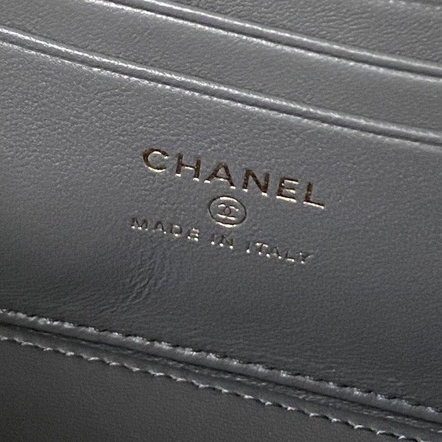 CC MINI 17 CLUTCH WITH STRAP IN DARK GREY CALFSKIN