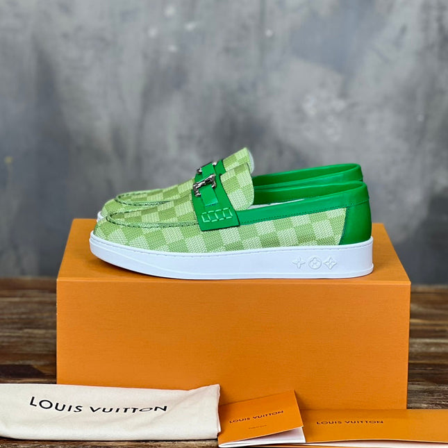 LV LOAFER CROCODILE GREEN DAMIER CANVAS AND CALFSKIN