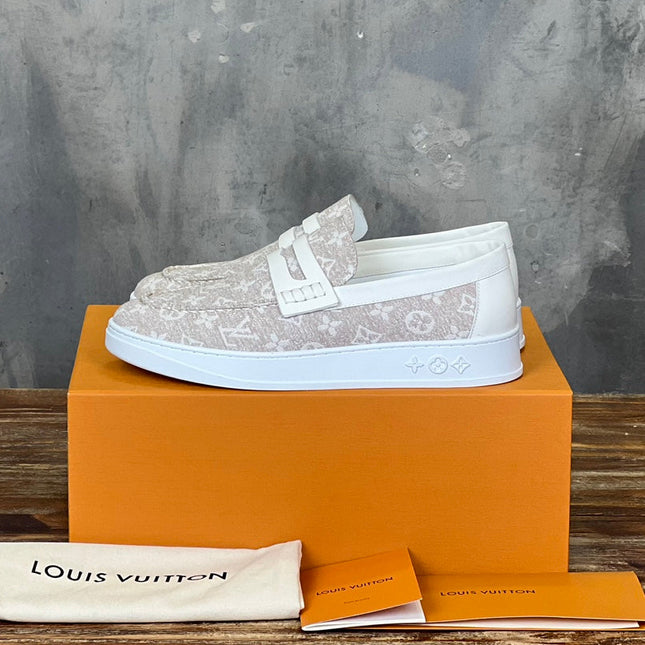 LV LOAFER IN ALMOND BROWN MONOGRAM CANVAS AND CALFSKIN