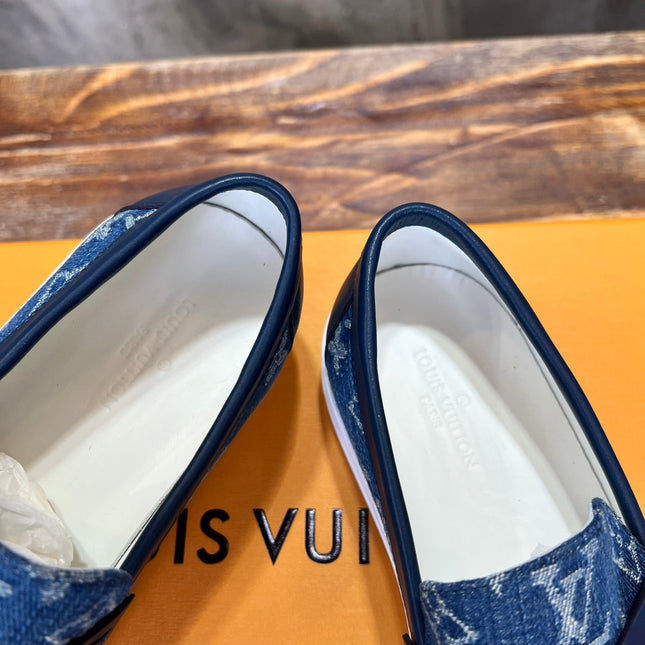 LV LOAFER IN DENIM BLUE MONOGRAM CANVAS AND CALFSKIN
