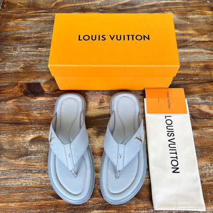 LV THONG SLIPPER IN GREY MONOGRAM CALFSKIN