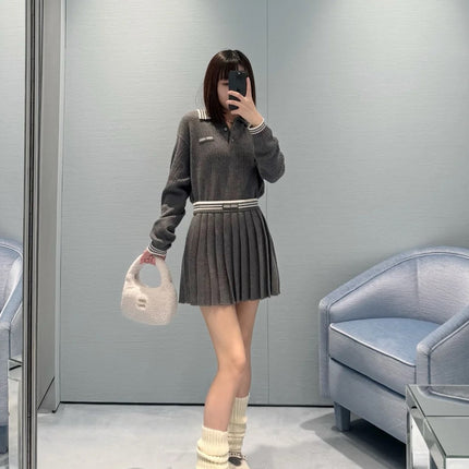 MIUMIU TOP AND SKIRT SET STYLE 373