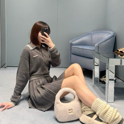 MIUMIU TOP AND SKIRT SET STYLE 373