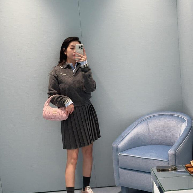 MIUMIU TOP AND SKIRT SET STYLE 373
