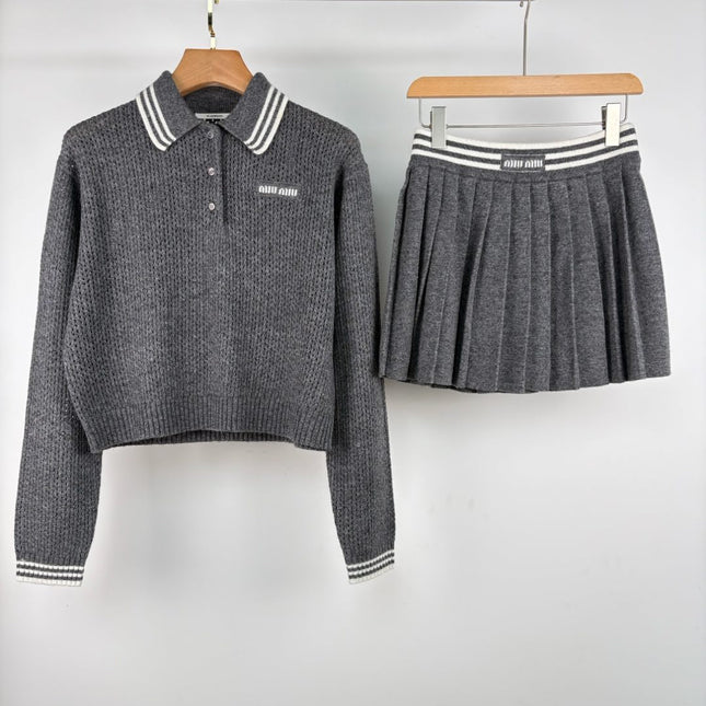 MIUMIU TOP AND SKIRT SET STYLE 373