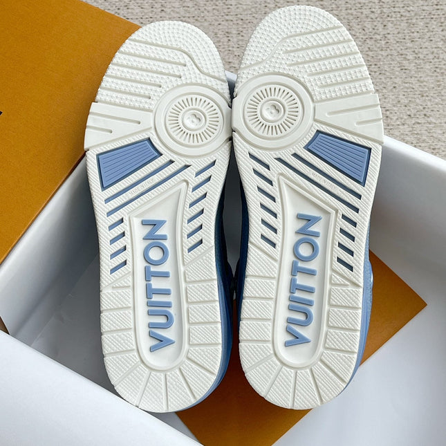 LV TRAINER SHOES SAPPHIRE BLUE GRAINED CALFSKIN