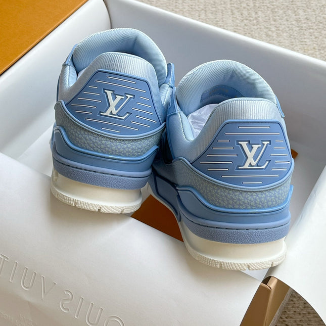 LV TRAINER SHOES SAPPHIRE BLUE GRAINED CALFSKIN