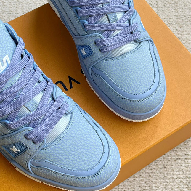 LV TRAINER SHOES SAPPHIRE BLUE GRAINED CALFSKIN