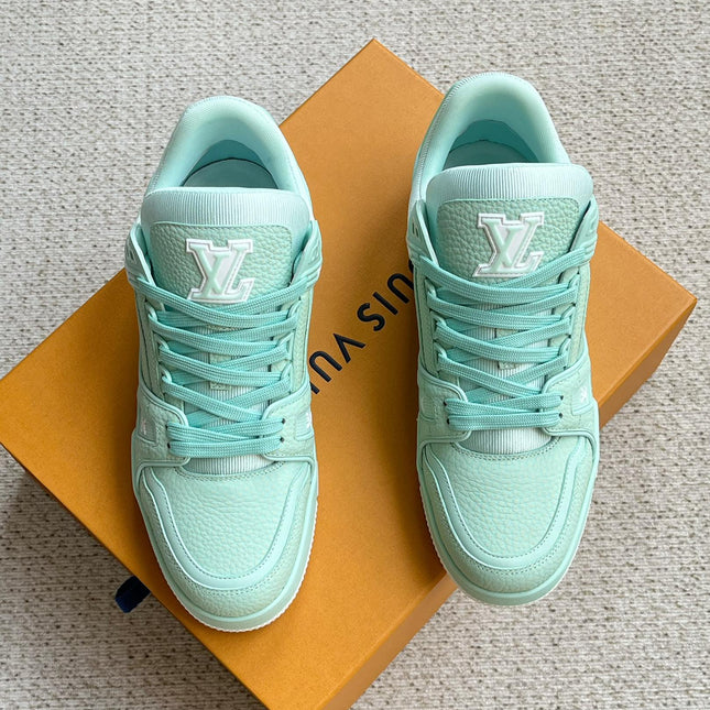 LV TRAINER SHOES SKY BLUE GRAINED CALFSKIN
