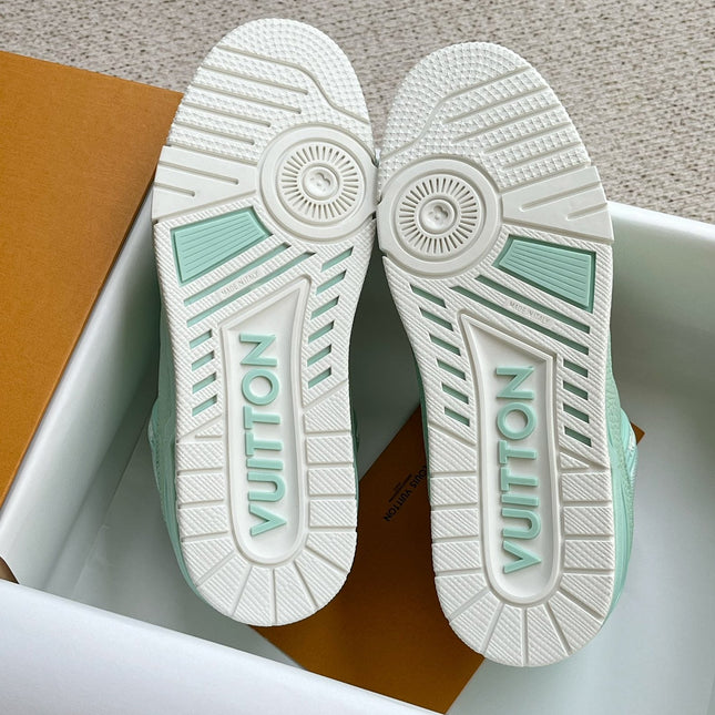 LV TRAINER SHOES SKY BLUE GRAINED CALFSKIN