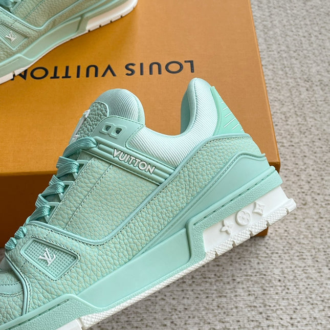 LV TRAINER SHOES SKY BLUE GRAINED CALFSKIN