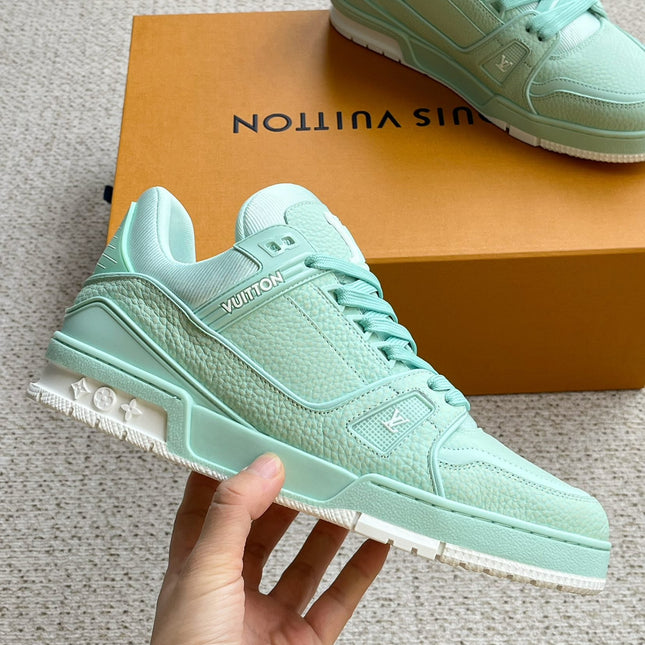 LV TRAINER SHOES SKY BLUE GRAINED CALFSKIN