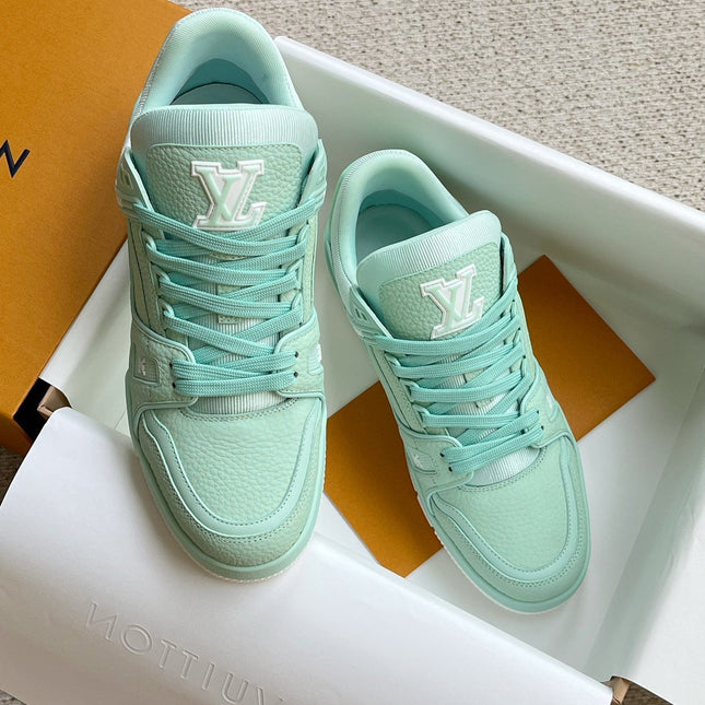 LV TRAINER SHOES SKY BLUE GRAINED CALFSKIN