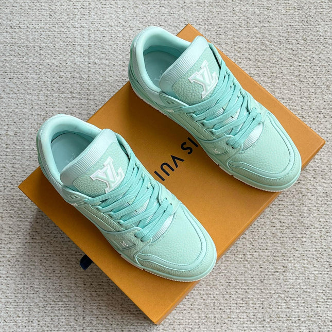 LV TRAINER SHOES SKY BLUE GRAINED CALFSKIN