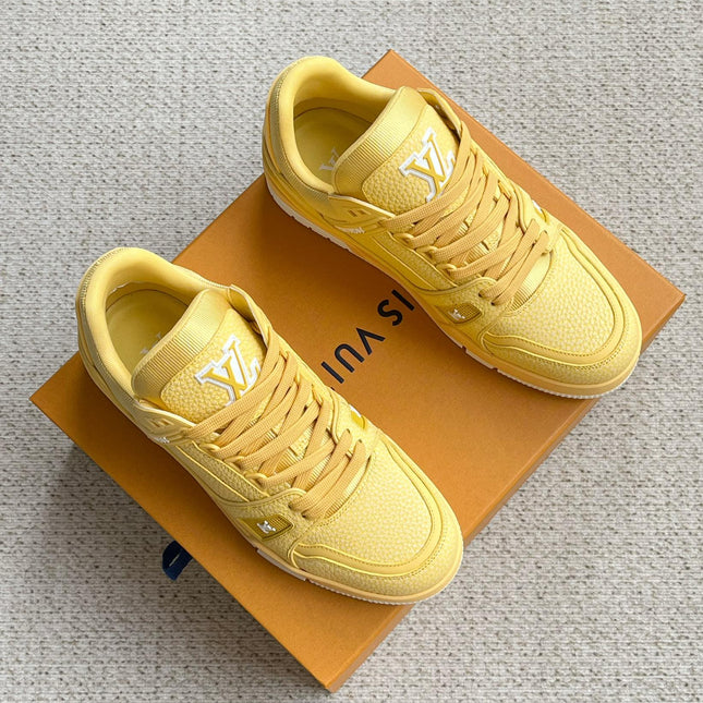 LV TRAINER SHOES LIGHT YELLOW GRAINED CALFSKIN