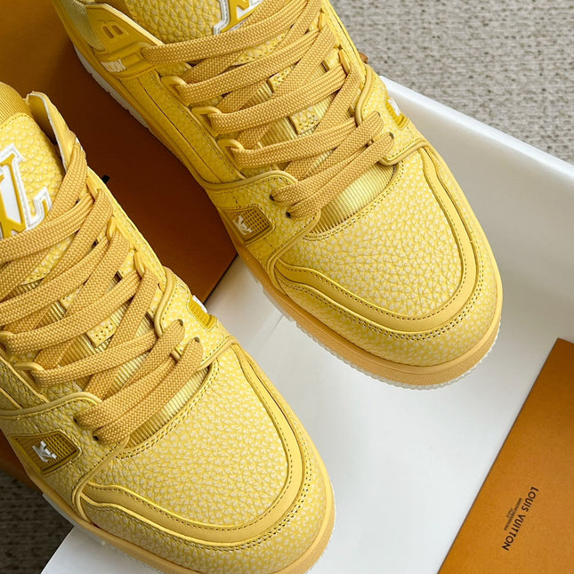 LV TRAINER SHOES LIGHT YELLOW GRAINED CALFSKIN