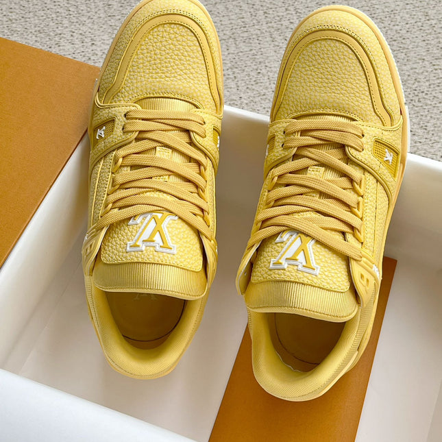 LV TRAINER SHOES LIGHT YELLOW GRAINED CALFSKIN