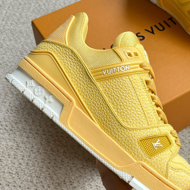 LV TRAINER SHOES LIGHT YELLOW GRAINED CALFSKIN