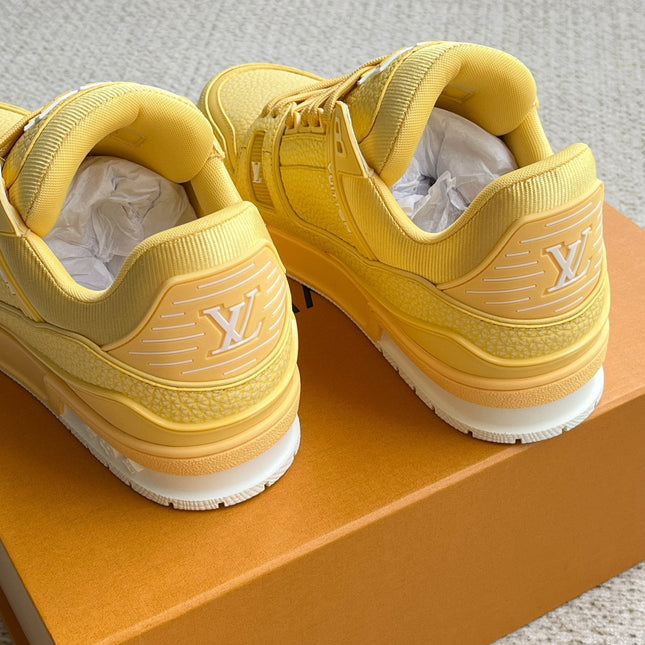LV TRAINER SHOES LIGHT YELLOW GRAINED CALFSKIN