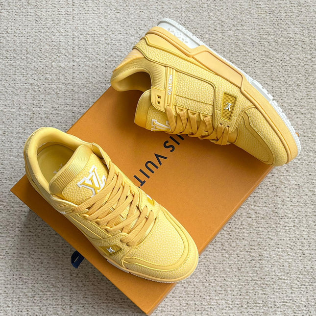LV TRAINER SHOES LIGHT YELLOW GRAINED CALFSKIN