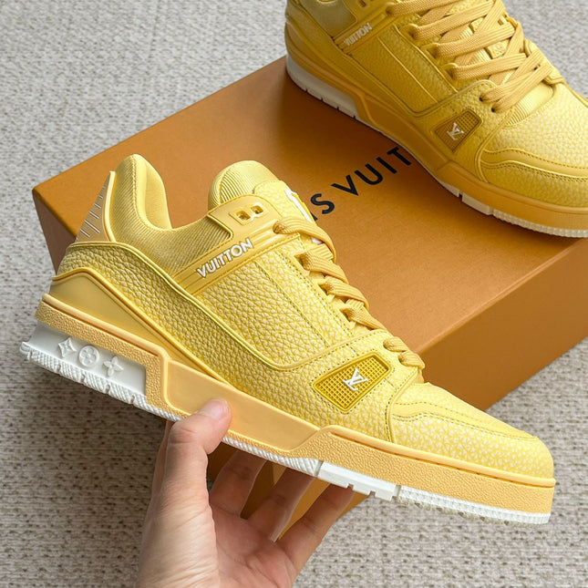 LV TRAINER SHOES LIGHT YELLOW GRAINED CALFSKIN