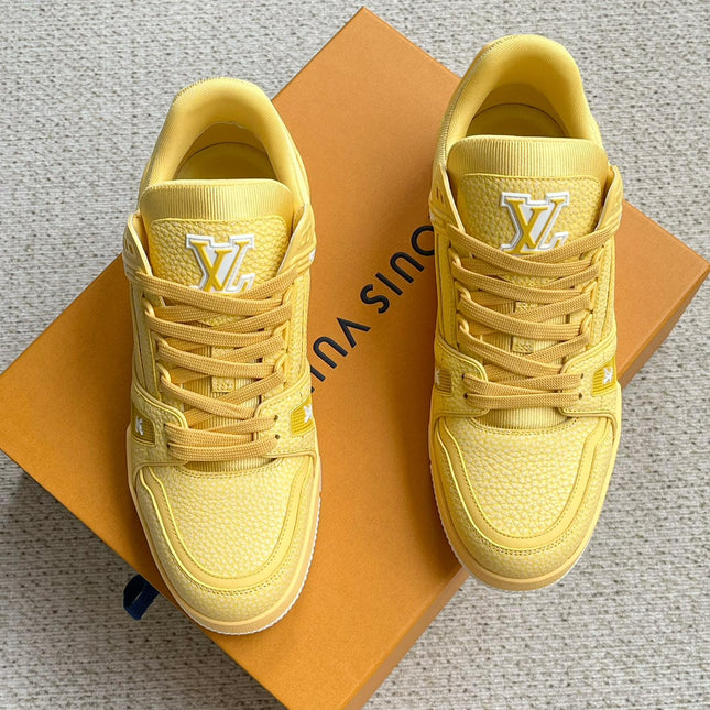 LV TRAINER SHOES LIGHT YELLOW GRAINED CALFSKIN