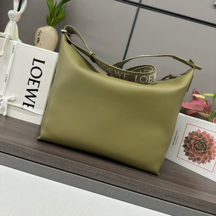 CUBI CROSSBODY 44 BAG IN OLIVE GREEN SMOOTH CALFSKIN AND JACQUARD